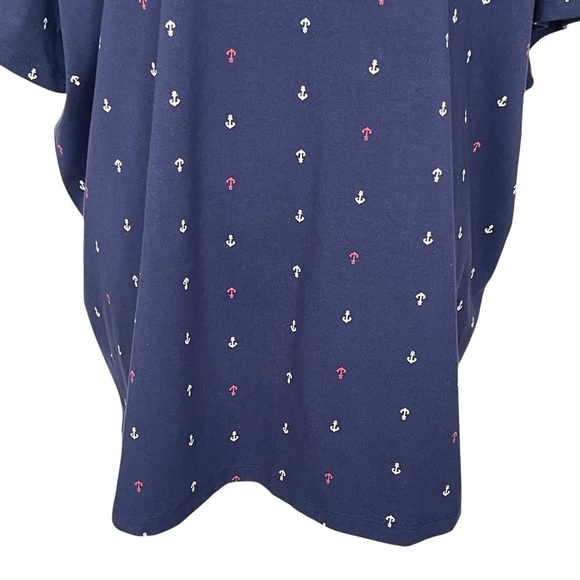Catherines Suprema Collection V-neck Tee Women’s Plus Size 3X Anchor Nautical - Picture 3 of 8